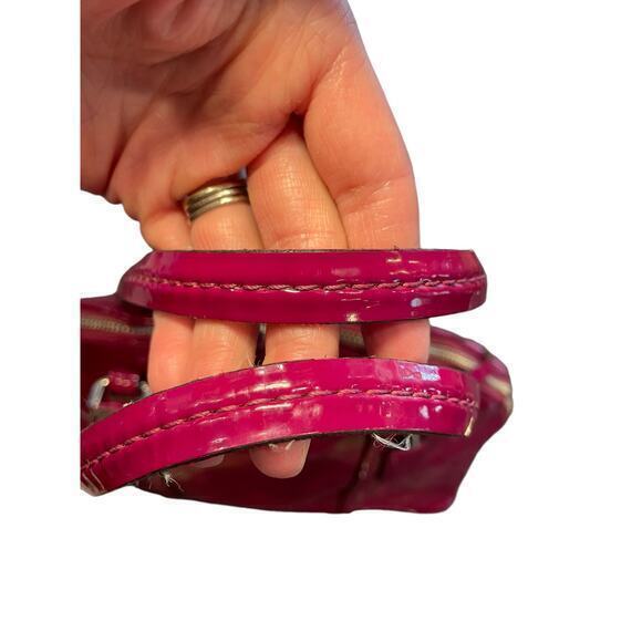 Coach Peyton‎ Link C Embossed Patent Leather Domed 32583 Raspberry Handbag - Picture 13 of 16